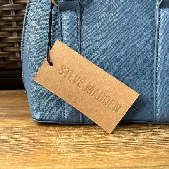 Steve Madden Mini Dome Satchel Crossbody – Baby Blue Saffiano SM Logo - NWT - Picture 11 of 12